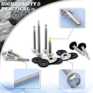 Glarks 560Pcs 410 Stainless Steel Hex Washer Head Sheet Metal Tek Self Drilling Screws and 304 Stainless Steel EPDM Bonded Sealing Washers Assortment Kit for Furniture Building Appliance Repair