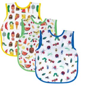 bapronbaby eric carle bapron bundle - bapron (sz baby/toddler 6m-3t) + food parade + tropical fruit + bug world - soft waterproof stain resistant bib - machine washable