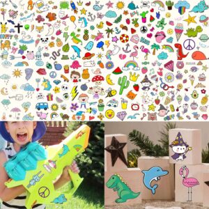 COKTAK 50 Sheets 800+ Patterns 3D Cute Temporary Tattoos For Kids Boys Girls Summer Style Cartoon Unicorn Dinosaur Small Temporary Tattoos Mermaid Animals Party Fake Tattoo Stickers Children Body Face