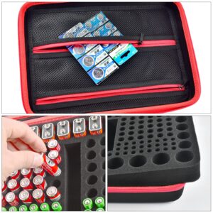 Battery Organizer Storage Case, Batteries Holder Container Carrying Hard Bag Box with Battery Tester Holds 162+ Battery Variety Pack AA AAA AAAA C D 9V 3V Lithium(Not Include Various Batteries)