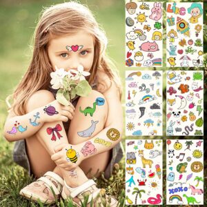 COKTAK 50 Sheets 800+ Patterns 3D Cute Temporary Tattoos For Kids Boys Girls Summer Style Cartoon Unicorn Dinosaur Small Temporary Tattoos Mermaid Animals Party Fake Tattoo Stickers Children Body Face