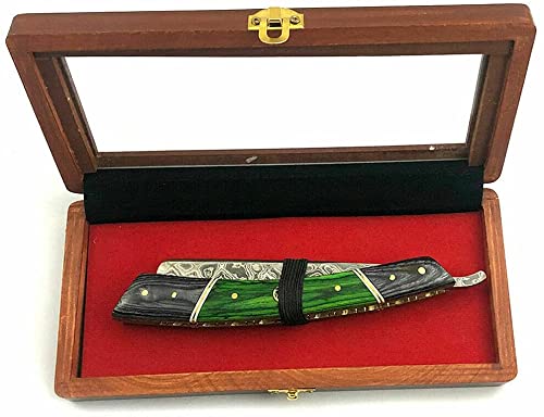 Sharpend Damascus Steel hand made Straight Barber Razor shaving razor folding fixed blade knife Ready Classic Barber Blade Edge, Men Straight Razor, Wooden case, Close Shave, Great Gift