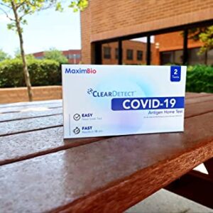 MaximBio ClearDetect Covid-19 Test Kit At Home Rapid Antigen Self Testing FDA EUA Authorized, Easy Nasal Swab, Fast Results in 15 Minutes, 2 Tests Pack