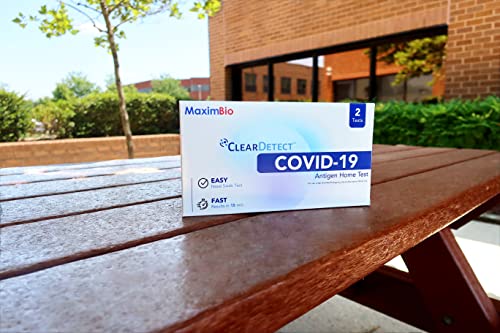 MaximBio ClearDetect Covid-19 Test Kit At Home Rapid Antigen Self Testing FDA EUA Authorized, Easy Nasal Swab, Fast Results in 15 Minutes, 2 Tests Pack