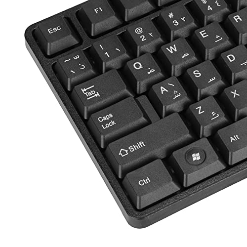 Zyyini Computer Keyboard, 104 Keys USB Wired Arabic Keyboard for Home Office Gaming, Ergonomics Wired Gaming Keyboard for Laptop Computer, Plug and Play