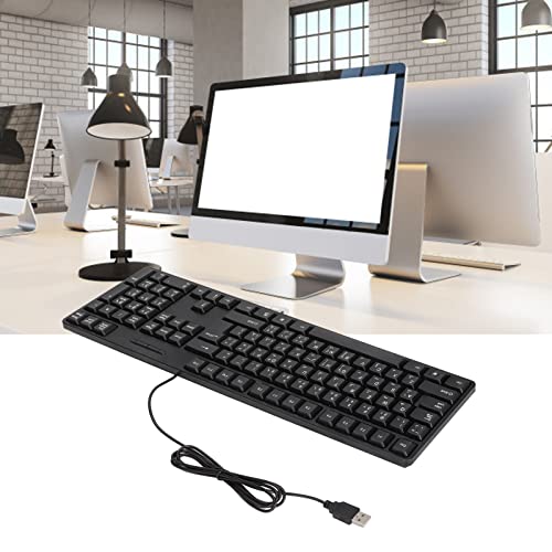 Zyyini Computer Keyboard, 104 Keys USB Wired Arabic Keyboard for Home Office Gaming, Ergonomics Wired Gaming Keyboard for Laptop Computer, Plug and Play