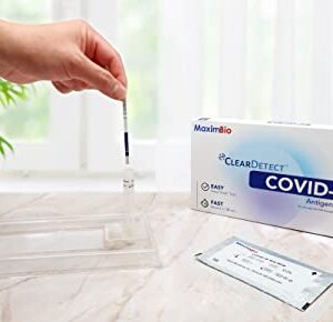 MaximBio ClearDetect Covid-19 Test Kit At Home Rapid Antigen Self Testing FDA EUA Authorized, Easy Nasal Swab, Fast Results in 15 Minutes, 2 Tests Pack