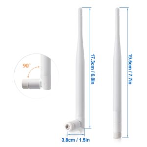 Eightwood 2.4GHz 5GHz 6dBi WiFi Antenna for Security Camera Surveillance DVR Recorder WiFi Router, RP-SMA Connector, White, 2-Pack