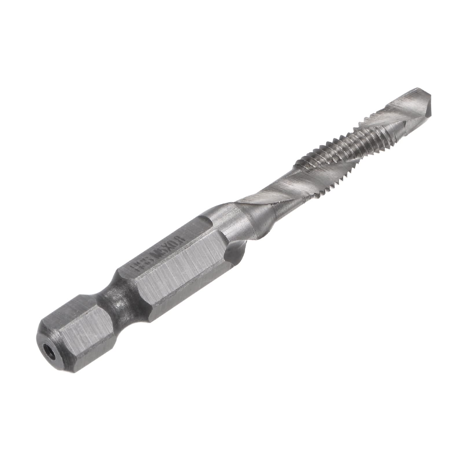 uxcell Combination Drill and Tap Bit, 1/4" Hex Shank M5 x 0.8 Metric Uncoated High Speed Steel 4341 Spiral Flute Drilling Tapping Tool 2pcs