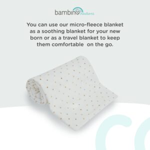 Super Soft Baby Blankets for Girls And Boys 30"X40" Ultra Soft Double Layer Baby Blanket White/Gold Baby Shower Gifts Unisex - Newborn Essentials Must Haves-Machine and Dryer Safe by BAMBINO CREATIONS