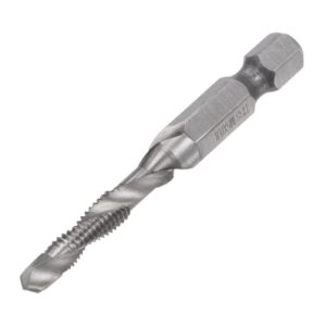 uxcell combination drill and tap bit, 1/4" hex shank m5 x 0.8 metric uncoated high speed steel 4341 spiral flute drilling tapping tool