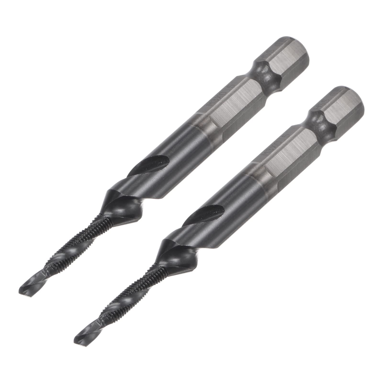 uxcell Combination Drill and Tap Bit, 1/4" Hex Shank M3 x 0.5 Metric TiAlN Coated M35 Cobalt High Speed Steel Spiral Flute Drilling Tapping Tool 2pcs