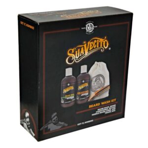 Suavecito Beard Wash Kit Men's Grooming & Cleansing Avocado Oil Shea Butter Olive Oil Nourishing Wash, Conditioner, Comb, Travel Bag