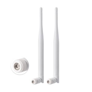 Eightwood 2.4GHz 5GHz 6dBi WiFi Antenna for Security Camera Surveillance DVR Recorder WiFi Router, RP-SMA Connector, White, 2-Pack