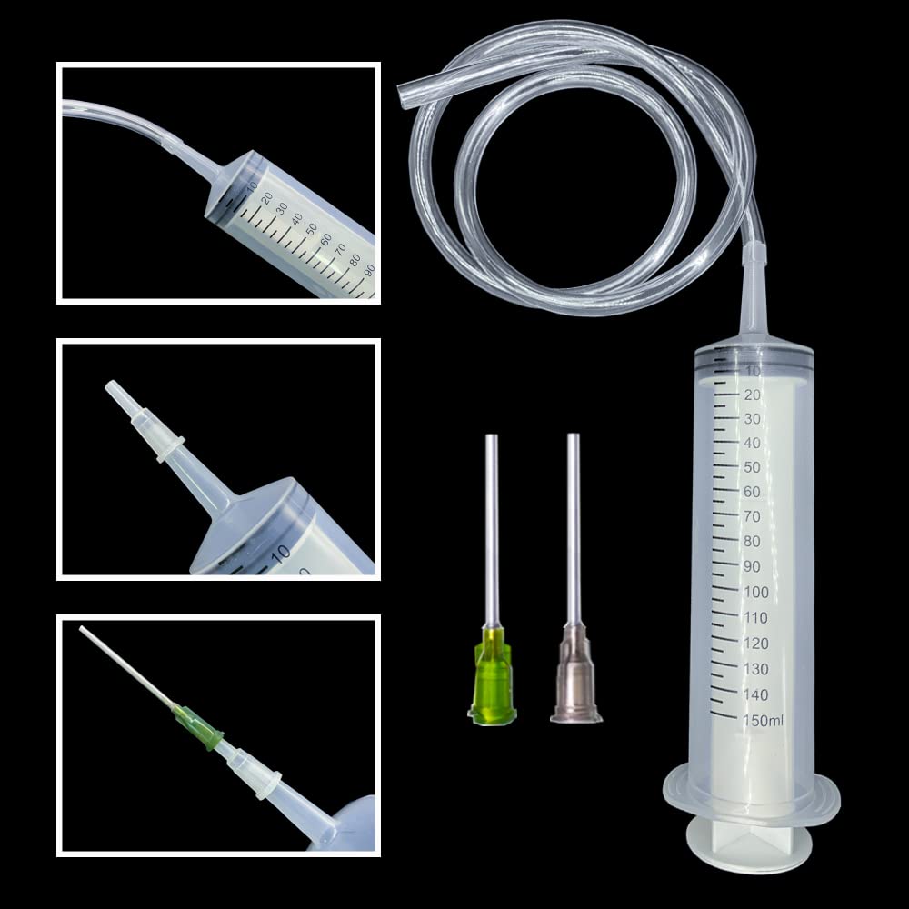 Large Syringes with Tube for Liquid 3 Pack 150ml Plastic Big Syringe with Blunt Needle and Tip Cap, Individual Sterile Sealed