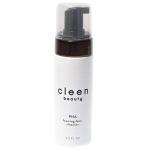 cleen beauty pha foaming face cleanser | foaming facial cleanser with pha | exfoliating face wash for women | gentle cleanser - paraben free | face cleanser for women | 4.5 fl. oz