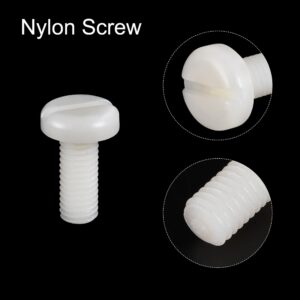 uxcell Nylon Machine Screws, M8x20mm Slotted Pan Head Fasteners Bolts for Electronics, Communications, Equipment, 40Pcs