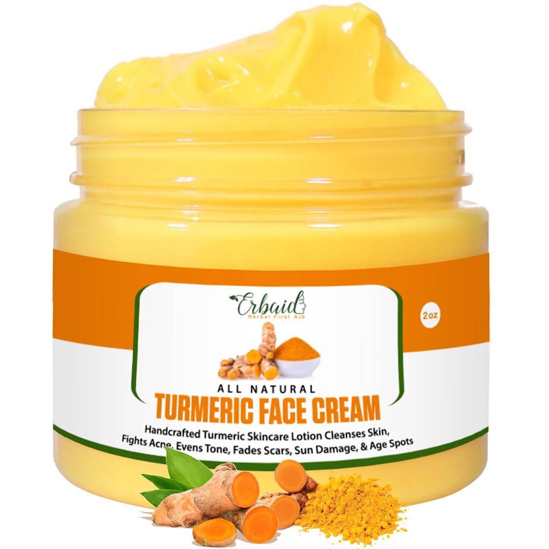 Turmeric Face Cream for Face & Body - All Natural Turmeric Skin Brightening Lotion - Turmeric Cleanses Skin, Fights Acne, Evens Tone, Fades Scars, Sun Damage, & Age Spots - Handcrafted Made in USA