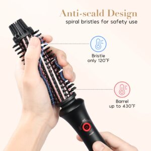 WEEYUM Brush Curling Irons for Short Hair 1 Inch Barrel, Dual Volatge Curling Iron with Brush for Travel, 3 Temperature Settings Curling Brush Iron with Ceramic Tourmaline