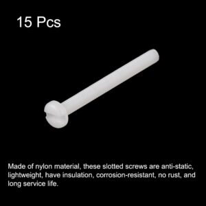 uxcell Nylon Machine Screws, M4x40mm Slotted Pan Head Fasteners Bolts for Electronics, Communications, Equipment, 15Pcs