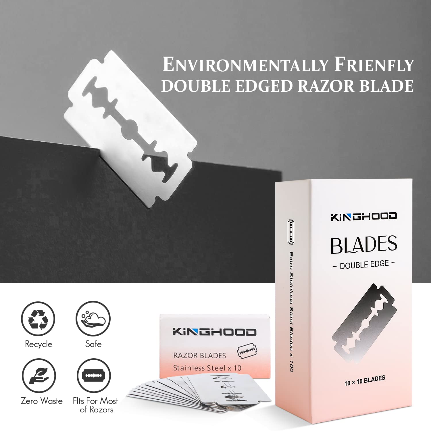 100 Count Safety Razor Blades - Single Blade Razor Blades for Shaving - Stainless Steel Double Edge Razor Blades for a Smooth and Precise Shave