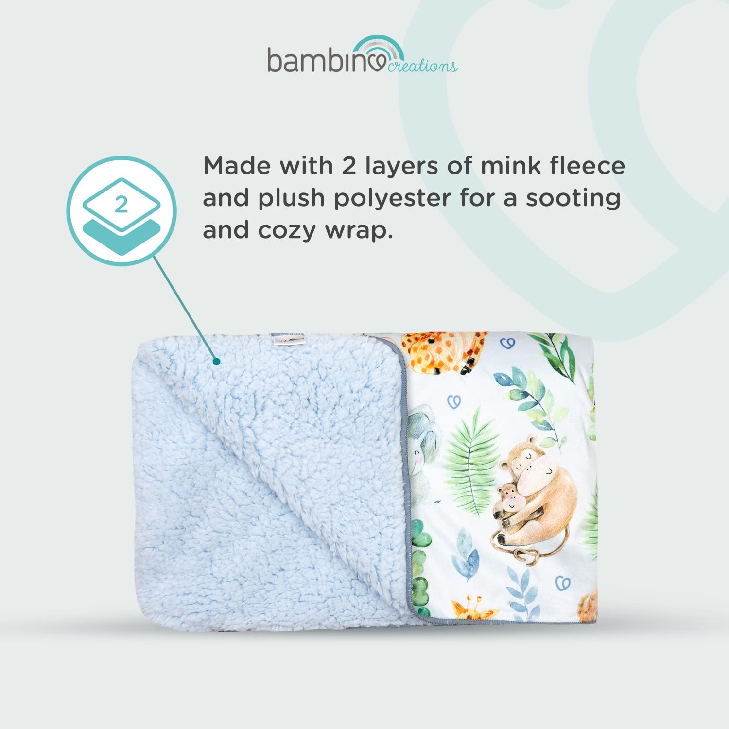 Newborn Blankets for Boys Warm Sherpa Blanket Light Blue, 30"x40" Mink Cozy Soft Baby Blankets Baby Shower Gifts - Newborn Essentials Must Haves-Machine and Dryer Safe, Baby Gifts by BAMBINO CREATIONS