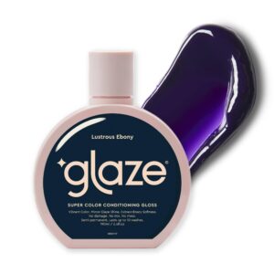 glaze super gloss color conditioning hair gloss – like a tinted moisturizer for dark brown/black hair – boosts color, repairs the look of damage & adds mirror shine – lustrous ebony, 6.4 oz