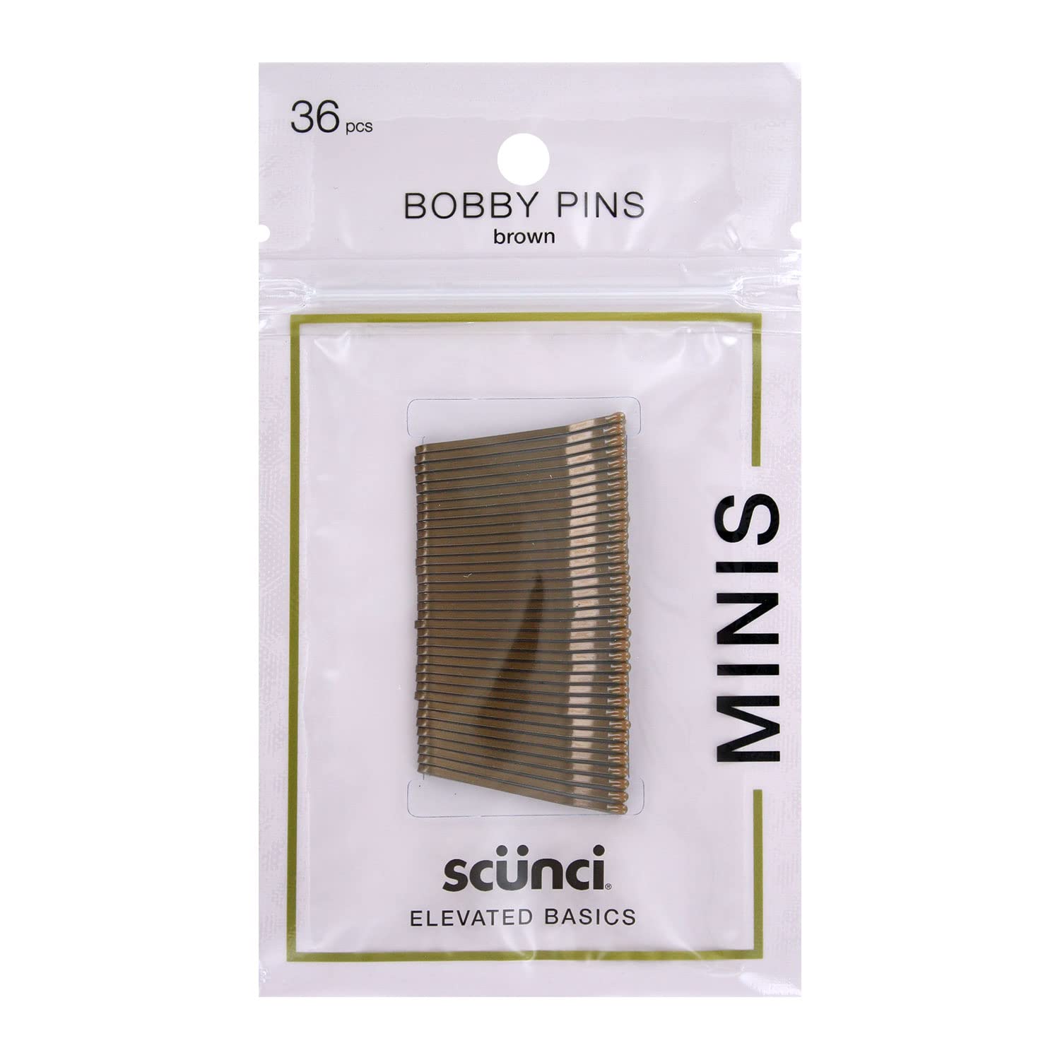 Scunci Elevated Basics Mini Bobby Pins, 36-Pieces (Brown)