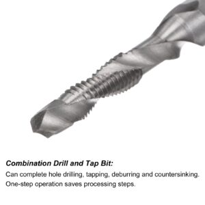 uxcell Combination Drill and Tap Bit, 1/4" Hex Shank M5 x 0.8 Metric Uncoated High Speed Steel 4341 Spiral Flute Drilling Tapping Tool 2pcs