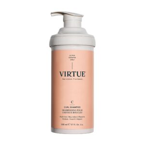 virtue curl sulfate free shampoo with jojoba oil, hydrates, nourishes & repairs curly hair with frizz control, color safe