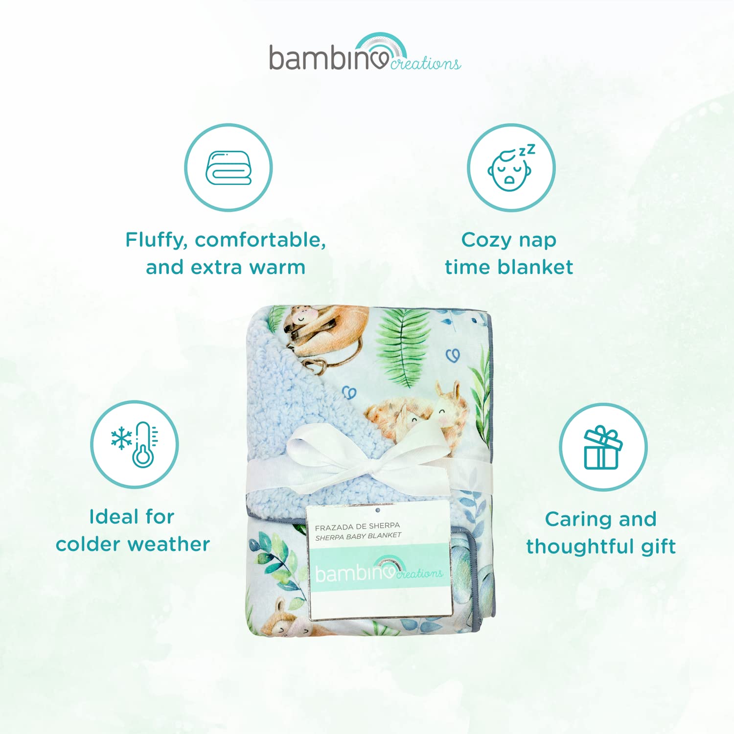 Newborn Blankets for Boys Warm Sherpa Blanket Light Blue, 30"x40" Mink Cozy Soft Baby Blankets Baby Shower Gifts - Newborn Essentials Must Haves-Machine and Dryer Safe, Baby Gifts by BAMBINO CREATIONS