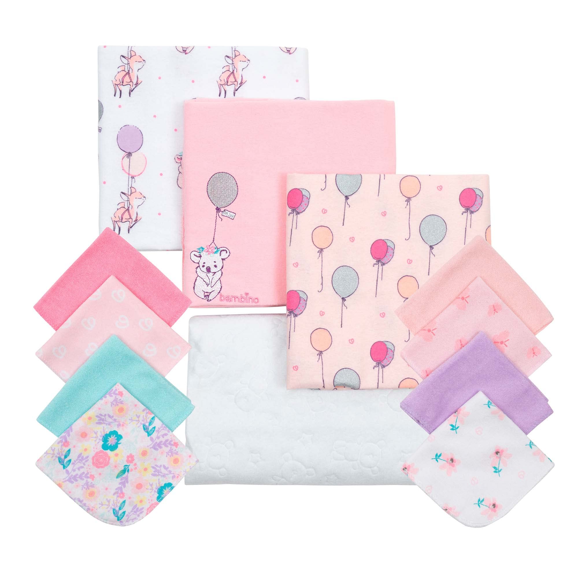 Baby Girl Newborn Essentials Must Haves 12pcs Light Pink Baby Shower Gifts-Receiving Blankets and Baby Bath Essentials Newborn Kit, Newborn Bath Essentials-Machine and Dryer Safe by BAMBINO CREATIONS