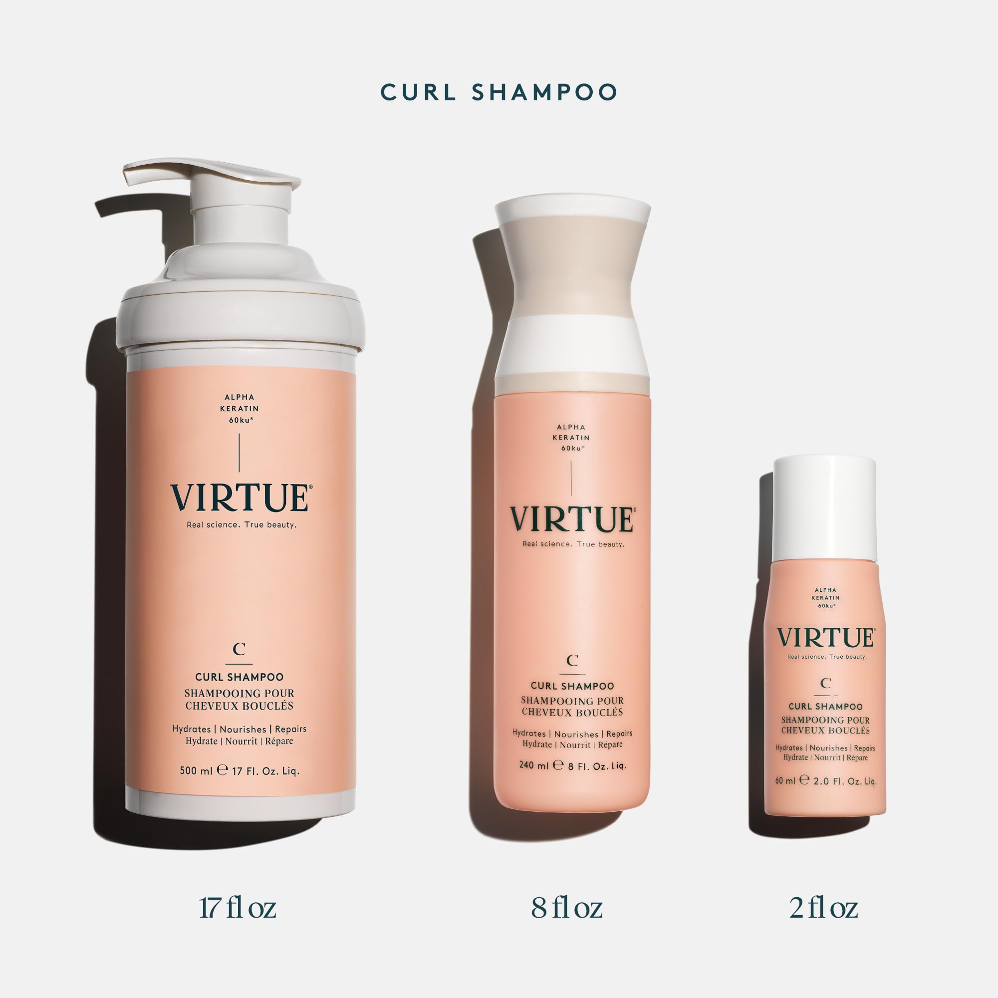 VIRTUE Curl Sulfate Free Shampoo with Jojoba Oil, Hydrates, Nourishes & Repairs Curly Hair with Frizz Control, Color Safe