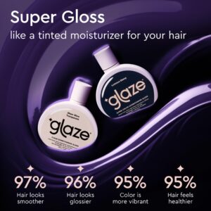 Glaze Super Gloss Color Conditioning Hair Gloss – Like a Tinted Moisturizer for Dark Brown/Black Hair – Boosts Color, Repairs the Look of Damage & Adds Mirror Shine – Lustrous Ebony, 6.4 oz