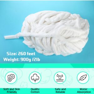 Nuogo Cotton Roll for Salon, Cotton Coil, Cotton Sliver, 260 Feet 2lb Cotton Roll for Cleaning, Manicures, Skin Care, Salon Cotton Coil 900g, Easy to Use