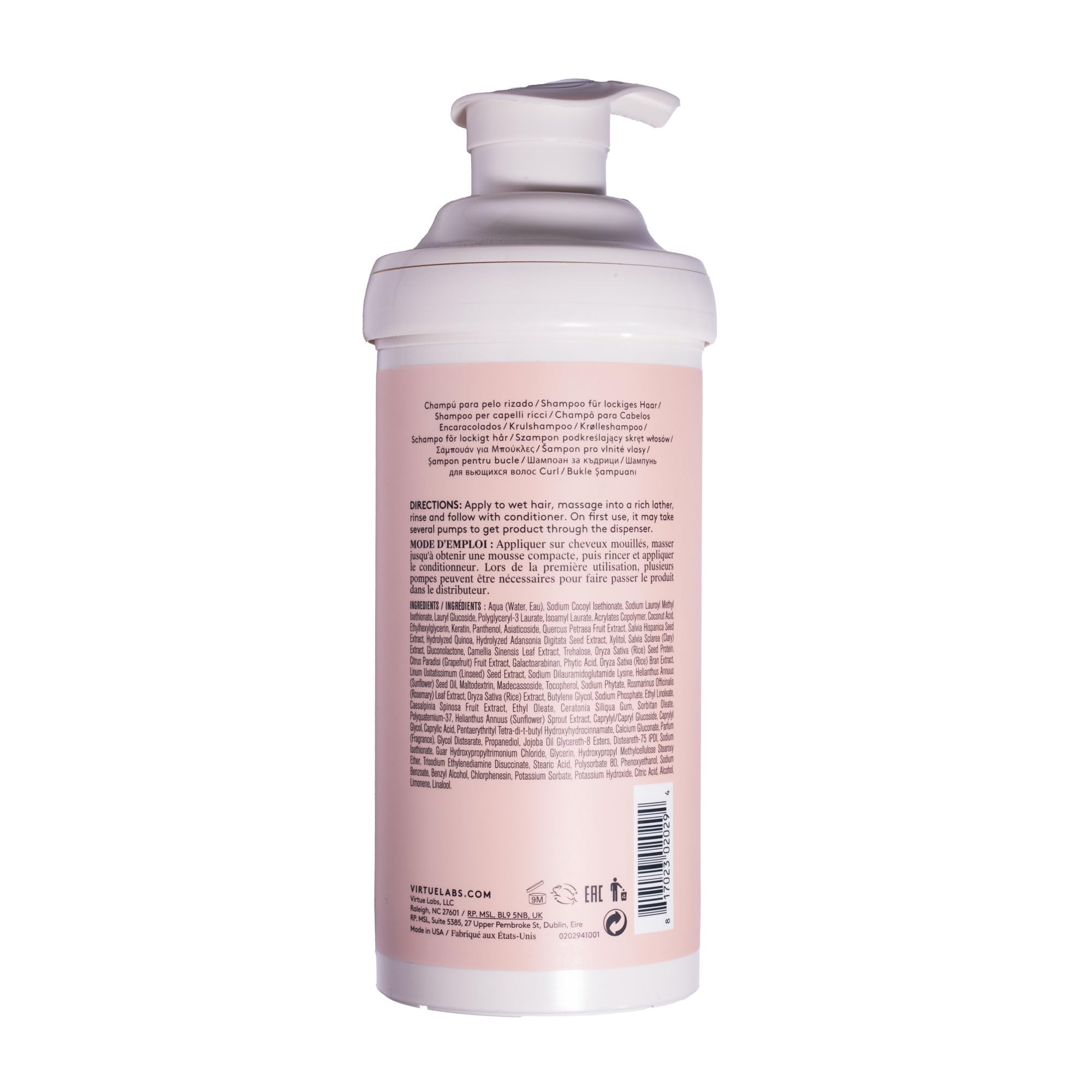 VIRTUE Curl Sulfate Free Shampoo with Jojoba Oil, Hydrates, Nourishes & Repairs Curly Hair with Frizz Control, Color Safe