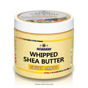 AKWAABA Whipped Shea Butter (Sweet Mango) - Nourishes, Moisturizes & Soothes | Pure Shea Butter | No Dyes & Parabens | 12 oz / 340 g