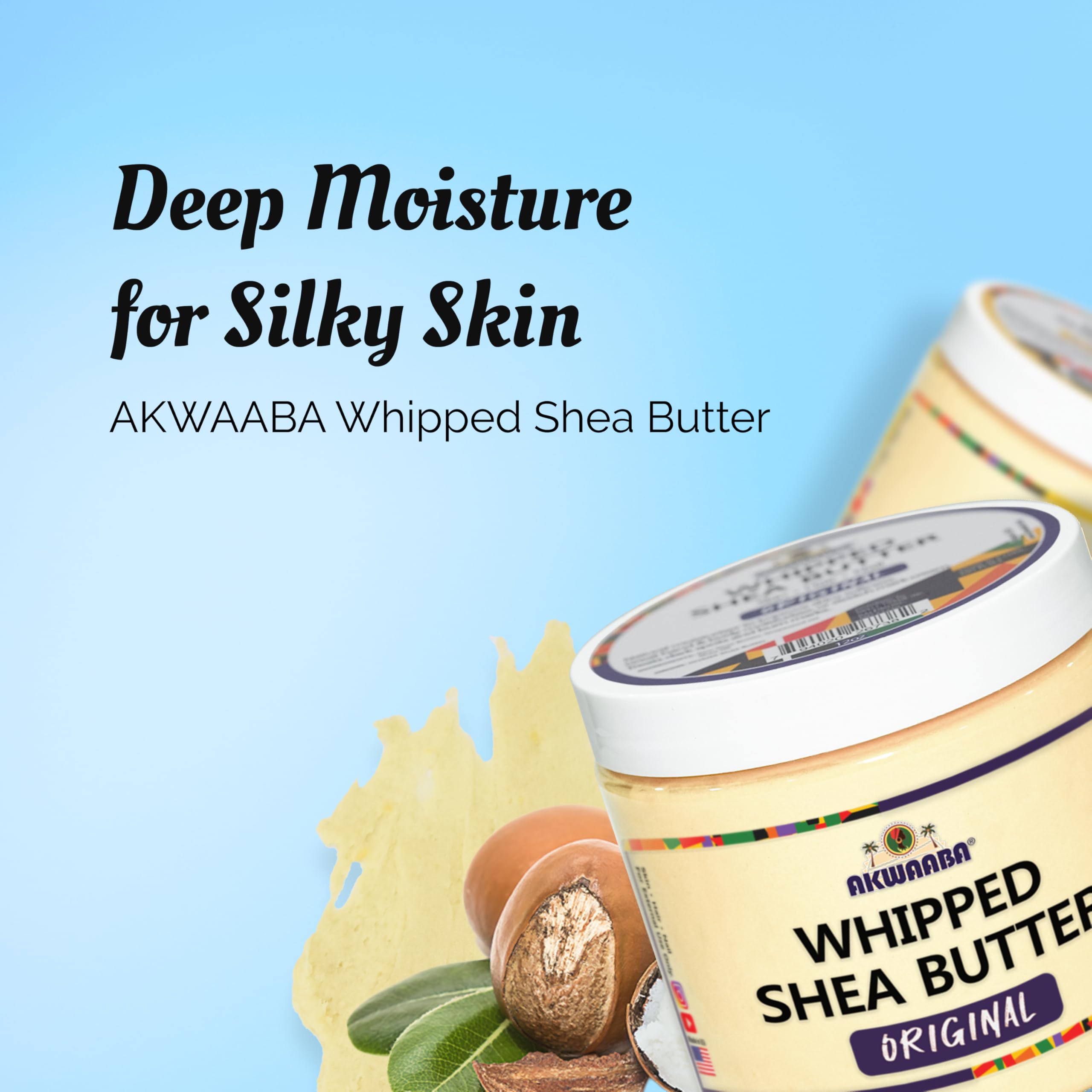 AKWAABA Whipped Shea Butter (Sweet Mango) - Nourishes, Moisturizes & Soothes | Pure Shea Butter | No Dyes & Parabens | 12 oz / 340 g