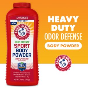 Arm & Hammer Sport Body Powder, Powder for Men and Women, Fresh Feeling, Talc Free, Aluminum Free Odor Defense with Baking Soda