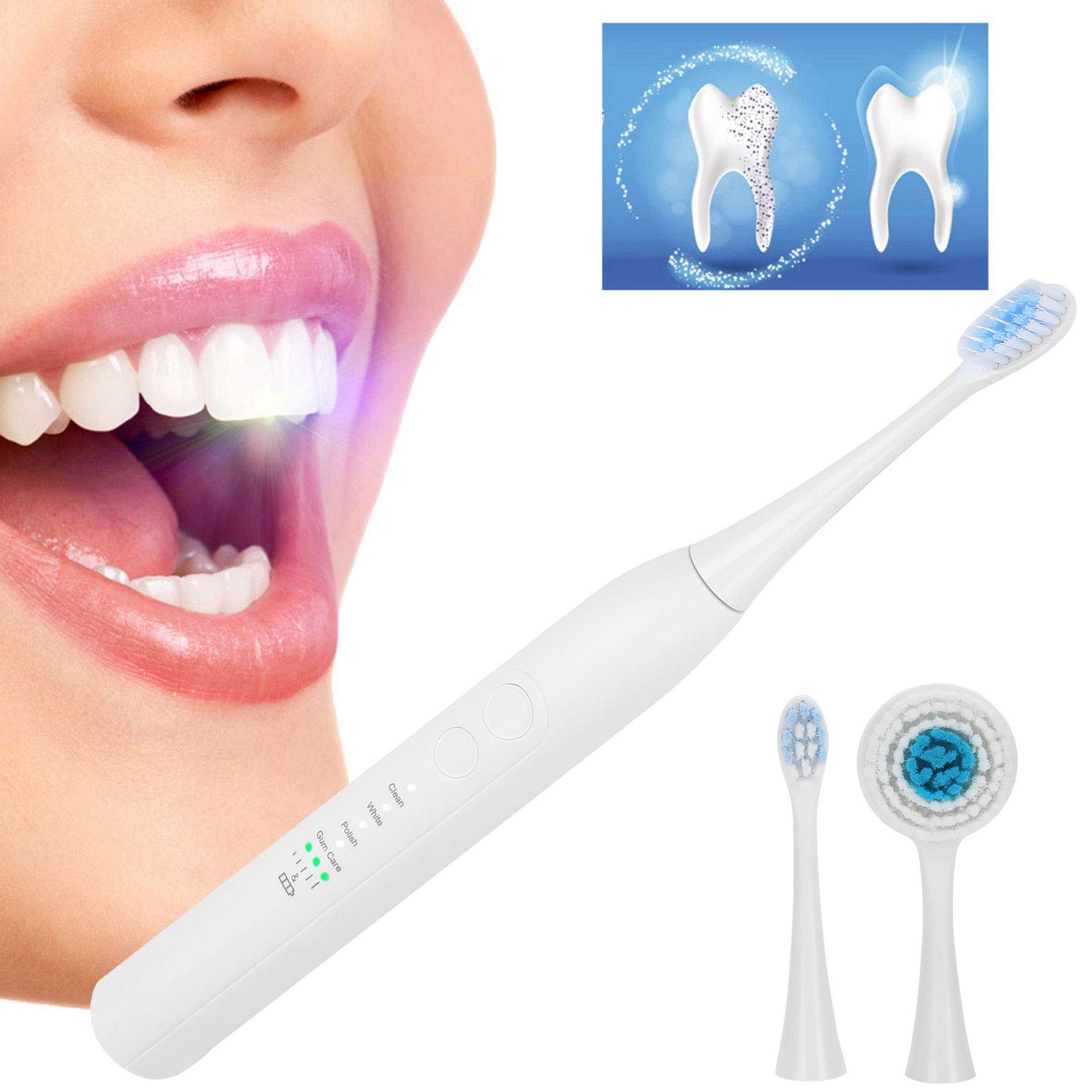 Rechargeable Electric Toothbrush, 4 Modes Electric Toothbrush Multifunctional Whiten Polished for Dental Care