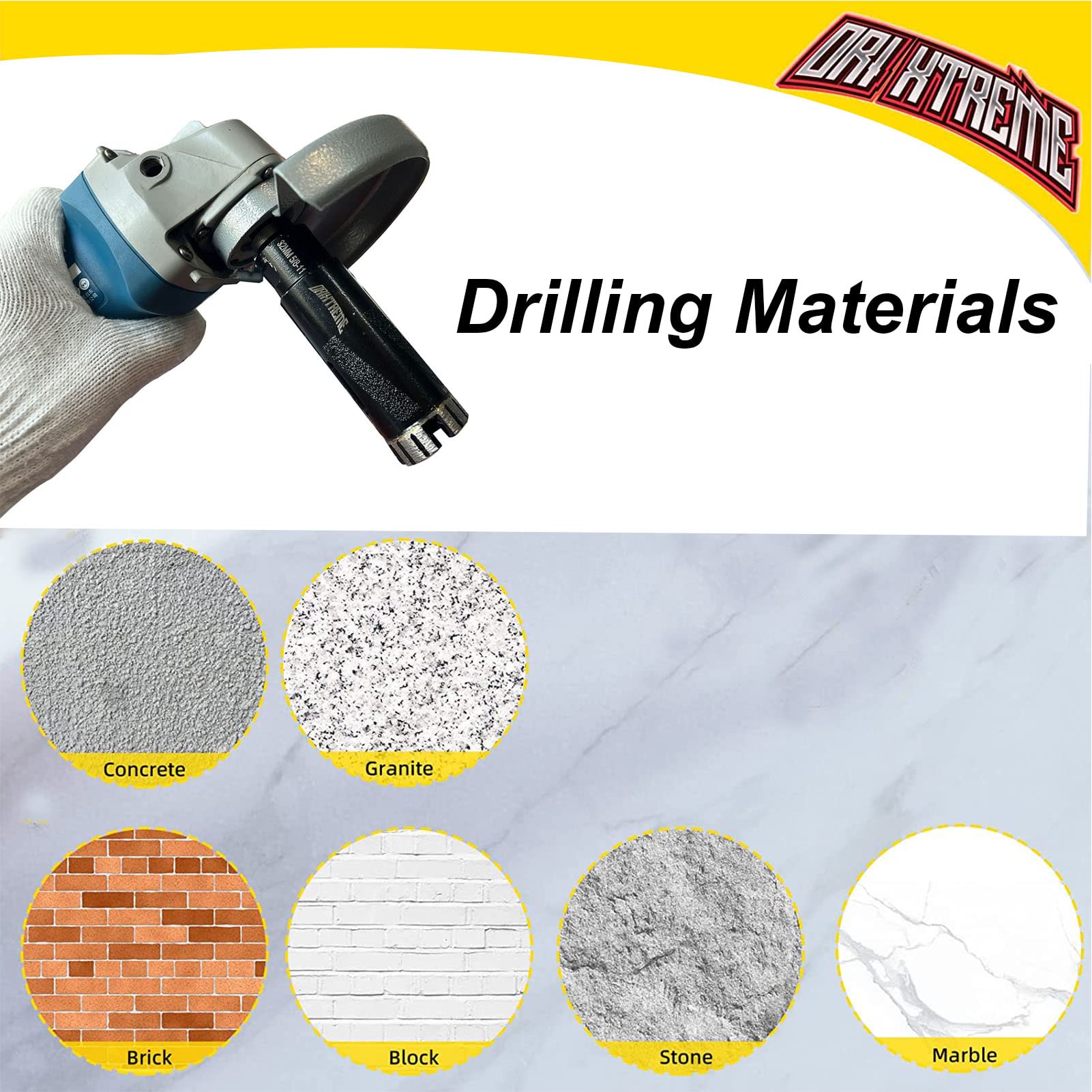 ORIXTREME Diamond Core Drill Bits 4/5 Inch GraniteHole Saw for Dry Drilling Concrete Marble Granite Stone with 5/8-11 Thread 20mm