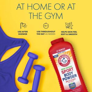 Arm & Hammer Sport Body Powder, Powder for Men and Women, Fresh Feeling, Talc Free, Aluminum Free Odor Defense with Baking Soda