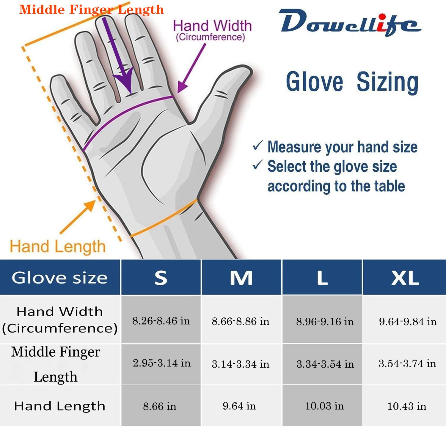 Dowellife Level 8 Reinforced Cut Resistant Gloves, Food Grade, White, Medium