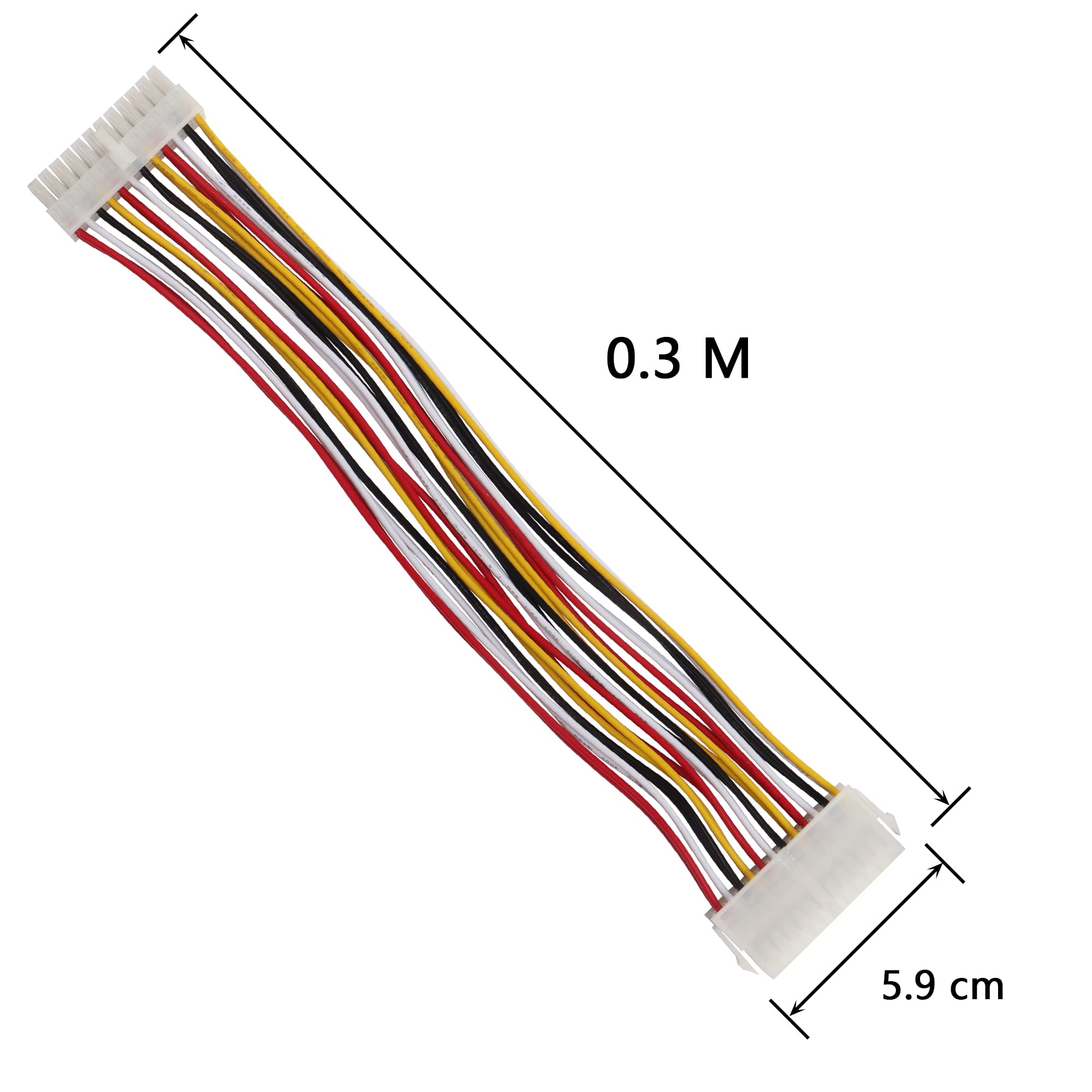 CERRXIAN 30cm ATX 24 Pin Motherboard Power Supply Extension Cable, 18AWG PSU ATX 24 Pin Male to 24 Pin Female Extender Power Cable for CPU Motherboard Computer(24-24)