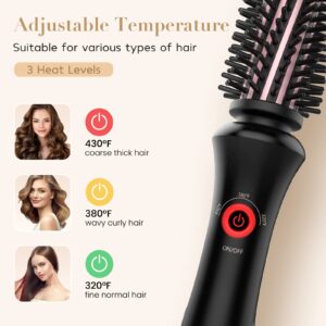 WEEYUM Brush Curling Irons for Short Hair 1 Inch Barrel, Dual Volatge Curling Iron with Brush for Travel, 3 Temperature Settings Curling Brush Iron with Ceramic Tourmaline