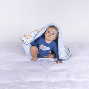 Newborn Blankets for Boys Warm Sherpa Blanket Light Blue, 30"x40" Mink Cozy Soft Baby Blankets Baby Shower Gifts - Newborn Essentials Must Haves-Machine and Dryer Safe, Baby Gifts by BAMBINO CREATIONS