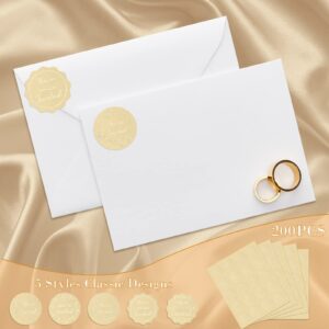 Cindeer 200 Pcs You're Invited Round Embossed Gold Foil Envelope Seals Self Adhesive Invited Foil Sticker for Wedding Invitations Envelopes Greeting Cards Present Decoration