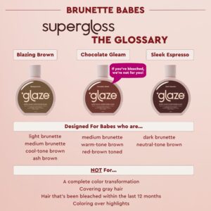 Glaze Super Gloss Color Conditioning Hair Gloss – Like a Tinted Moisturizer for Bright Brown Hair – Boosts Color, Repairs the Look of Damage & Adds Mirror Shine – Blazing Brown, 6.4 oz