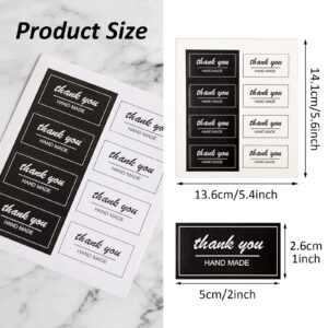 Modixun 160Pcs Black and White Thank You Stickers for Handmade Things, 5x2.7cm/1.97’’x1.06’’ Rectangular Thank You Labels, Appreciation Stickers for Decorative Sealing, Style A