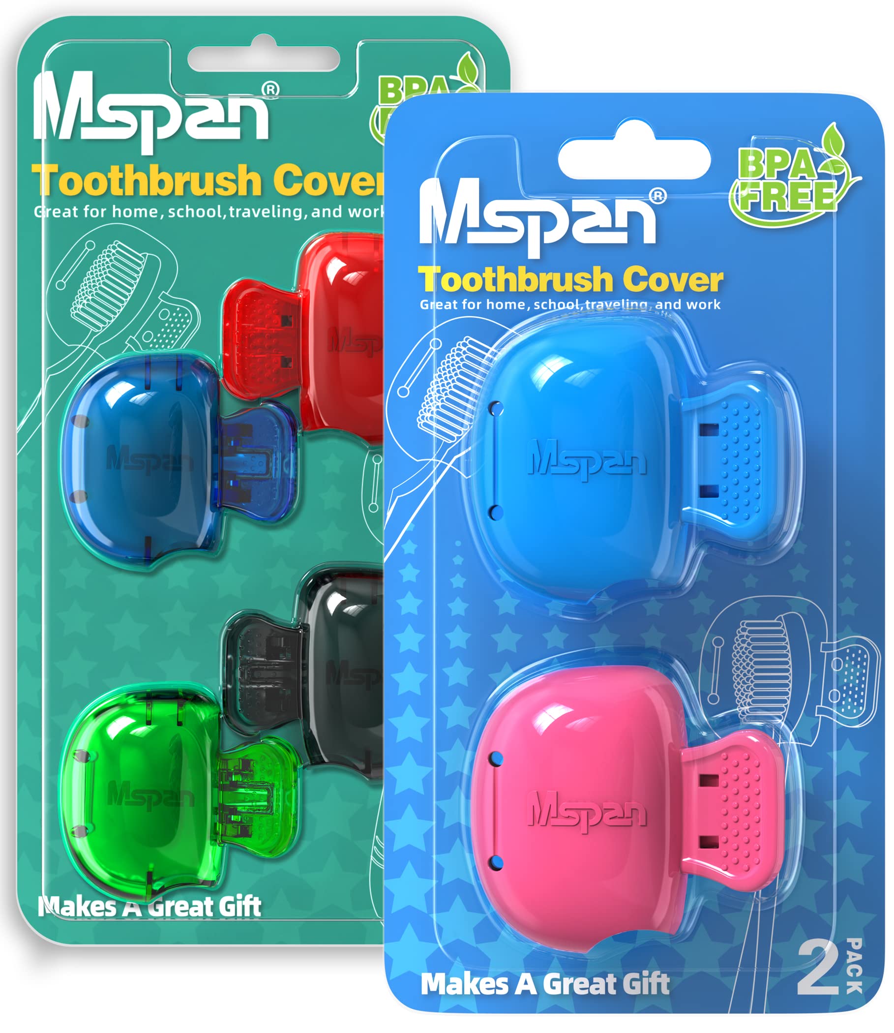 Mspan Electric Toothbrush Cover Cap: Brush Head Protector Cute Plastic Clip Pod - 6 Packs